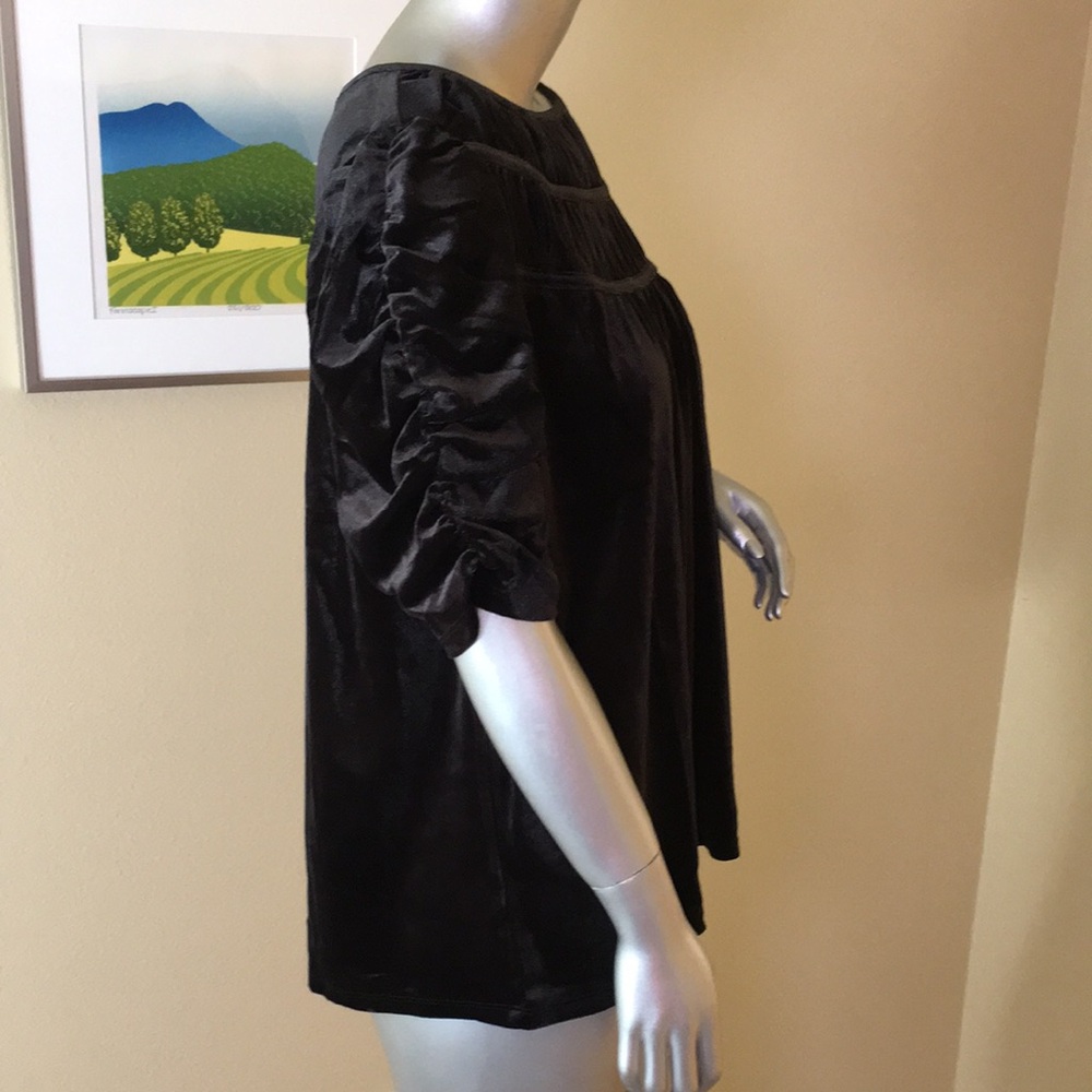 LOFT | Ruched Velvet Top Solid Black - Picture 7 of 11